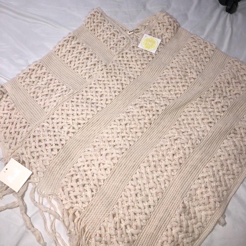 Cream pull over shawl